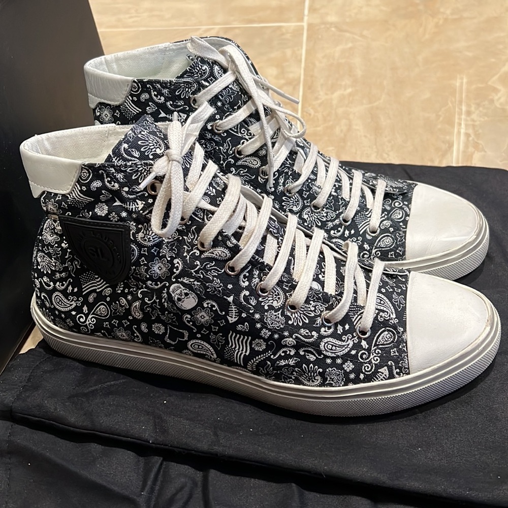Authentic Saint Lauren High Top Nero + Bianca/Black